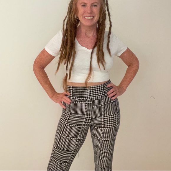 Black and white flare cotton stretch pants size small - Picture 2 of 4